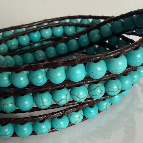 Boho Trendy Victoria Emerson Turquoise Beaded Wrap Bracelet - Picture 4 of 8
